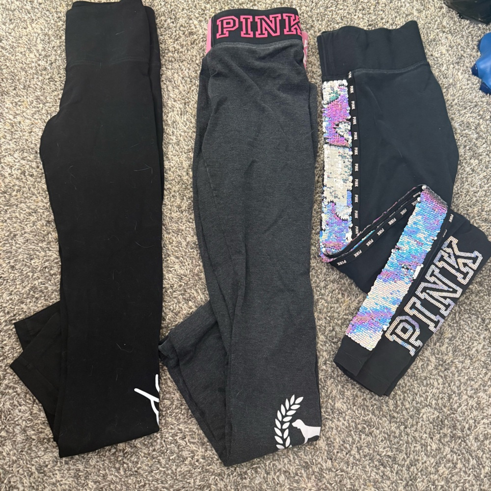 PINK Victoria's Secret Kids Leggings - Black with Multicolor Sequins